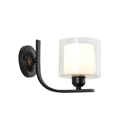 Black 1-Light Metal Wall Light